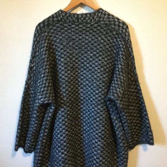MaxSport Heavy Cozy Checkered Long Open Sweater Cardigan - Picture 5 of 16